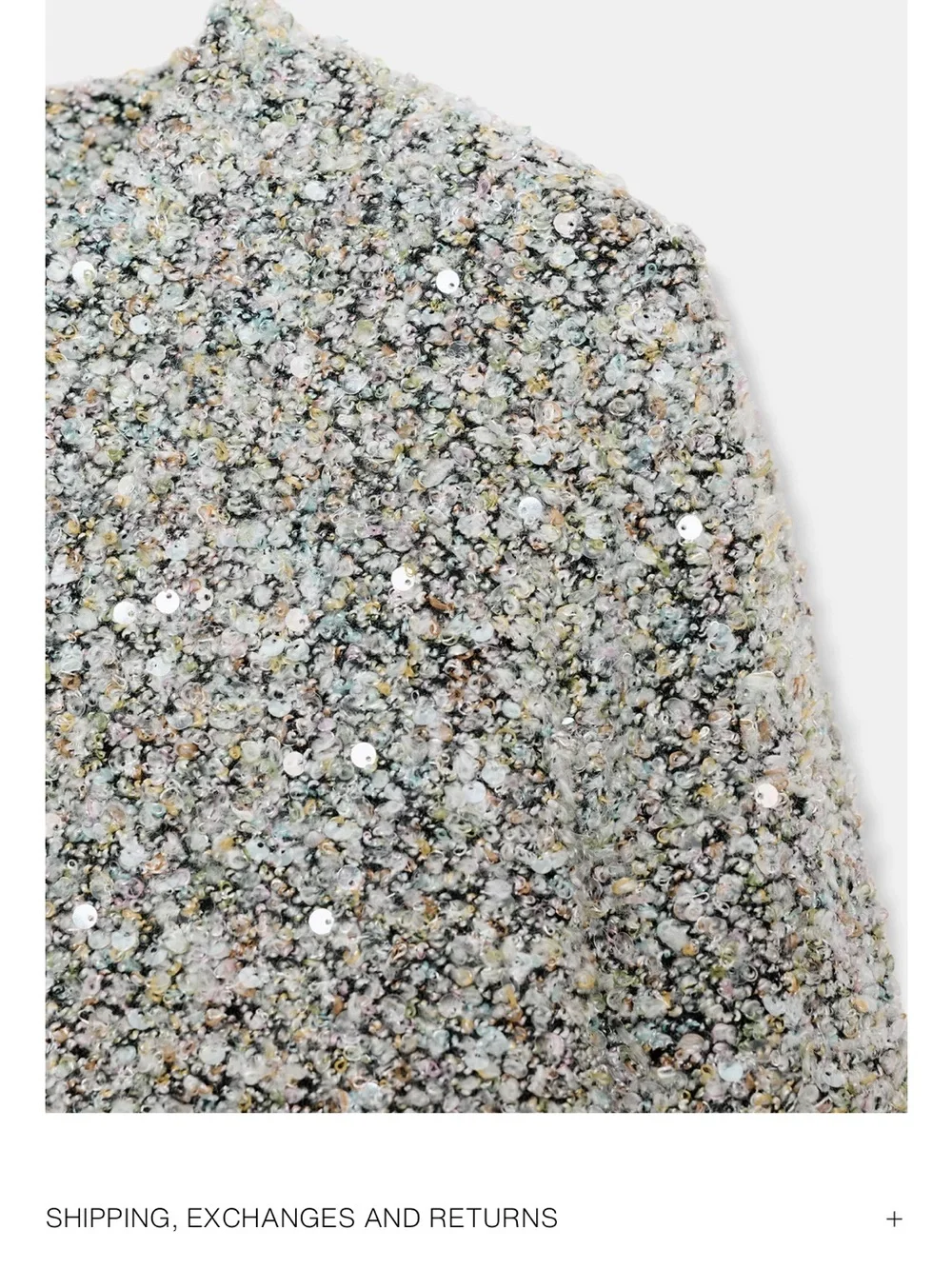 Zara Tweed Metallic Silver-Blend Sweater and Skirt Set